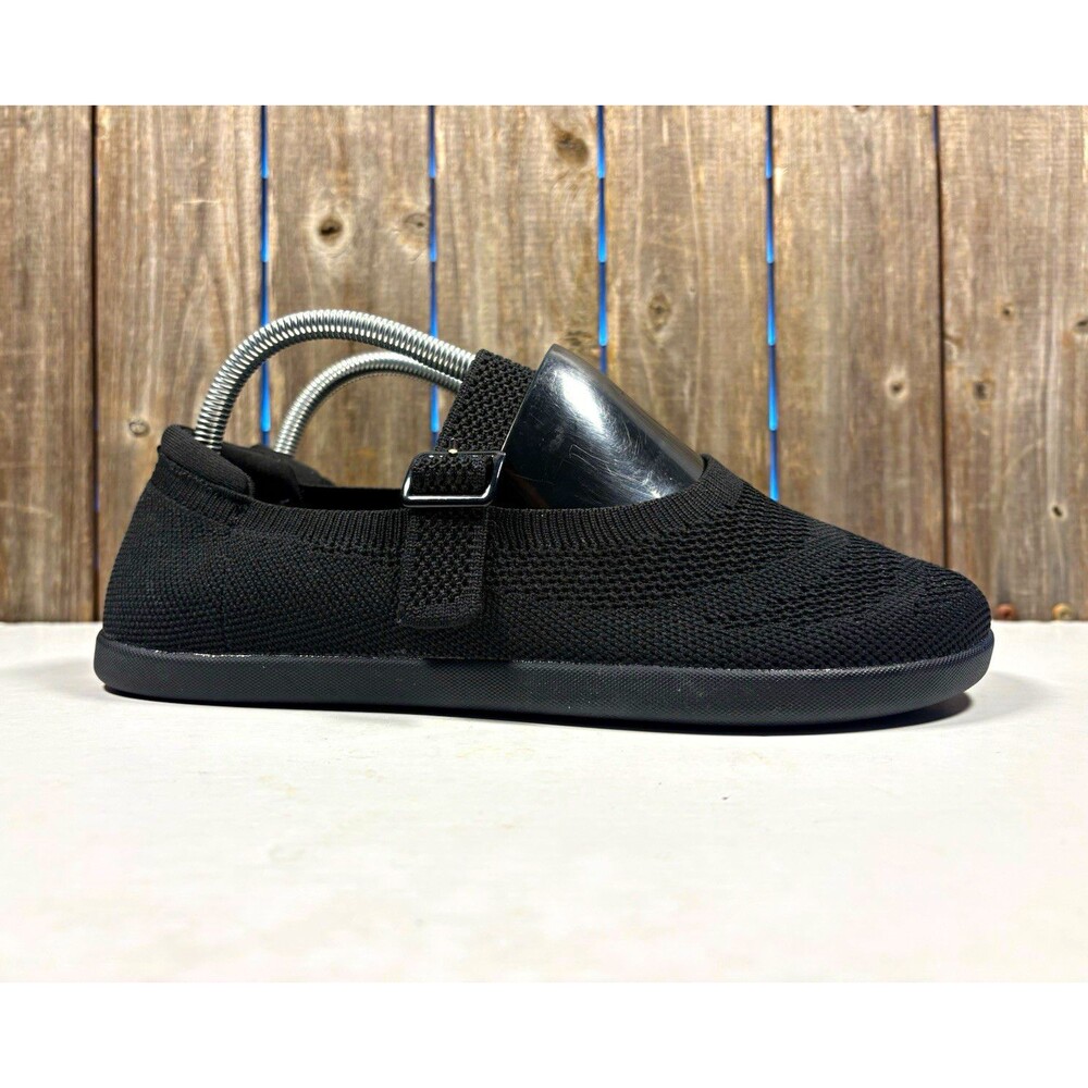 WHITIN Black Knit Mary Jane Flats Slip-On Round Toe Strap Women's EU 40 US 9